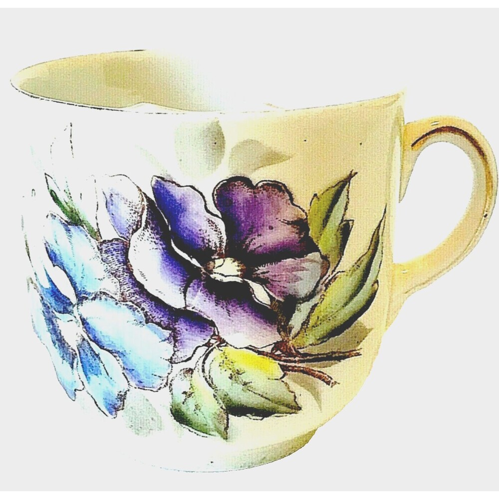 Shaving Mug Mustache Cup Antique Porcelain Victorian Flower Hand Painted Barber